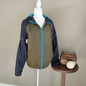 Arizona Jean Co Jacket Sz S Tan Navy Bright Blue